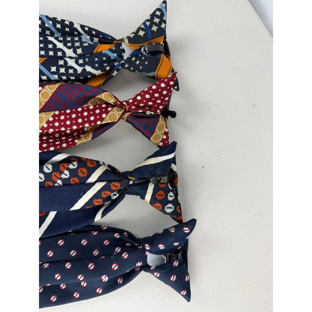 Vintage Clip On Necktie Lot 4 Wembley May Co Armand Geometric Striped Ties Mens